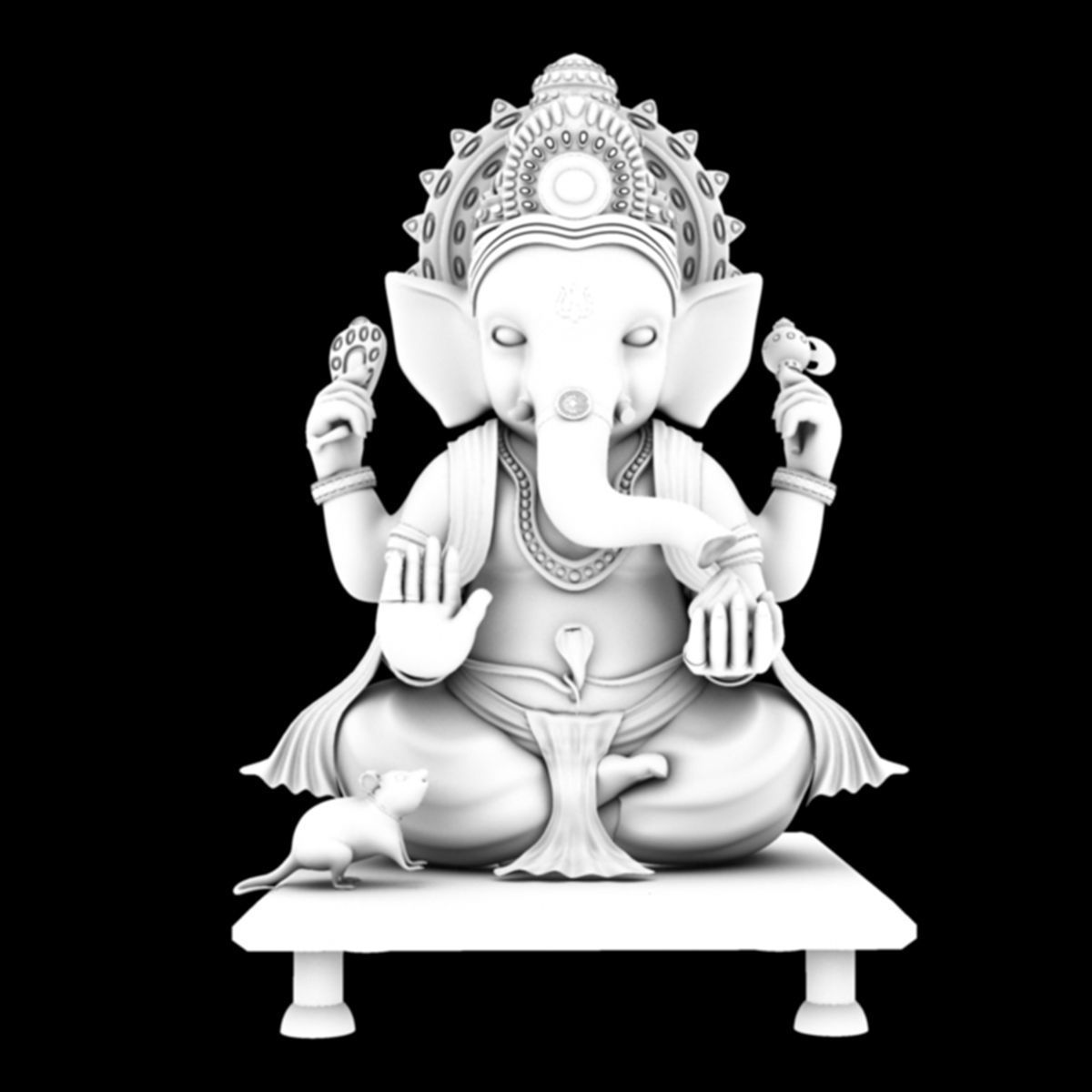Ganesh idol Low-poly 3D model_11