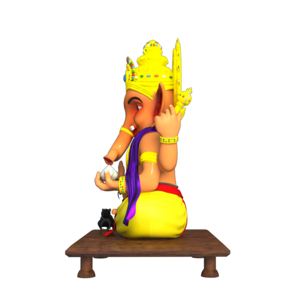 Ganesh idol Low-poly 3D model_6
