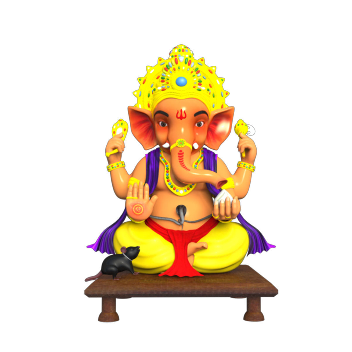 Ganesh idol Low-poly 3D model_2