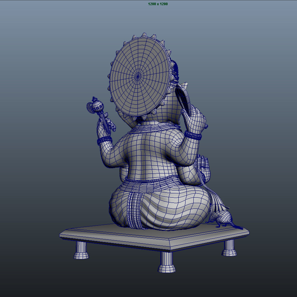 Ganesh idol Low-poly 3D model_3
