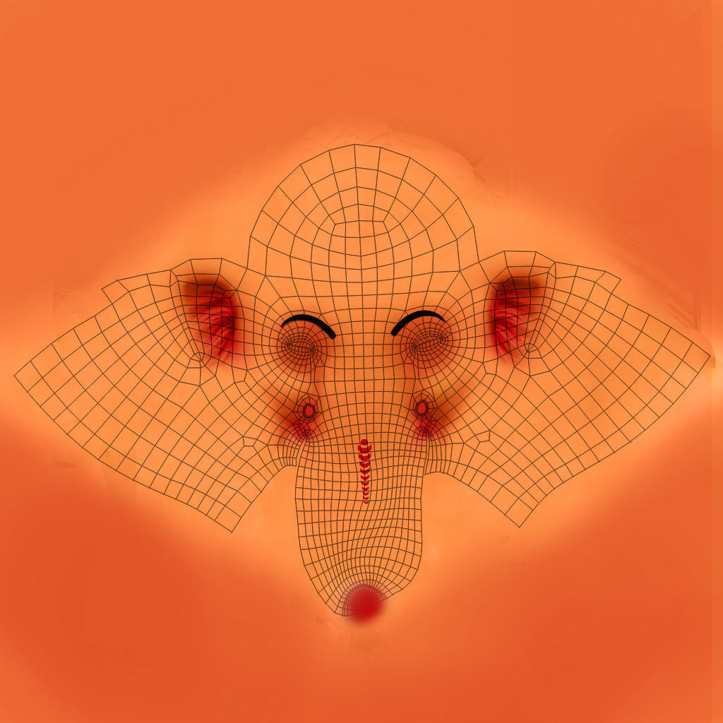 Ganesh idol Low-poly 3D model_12