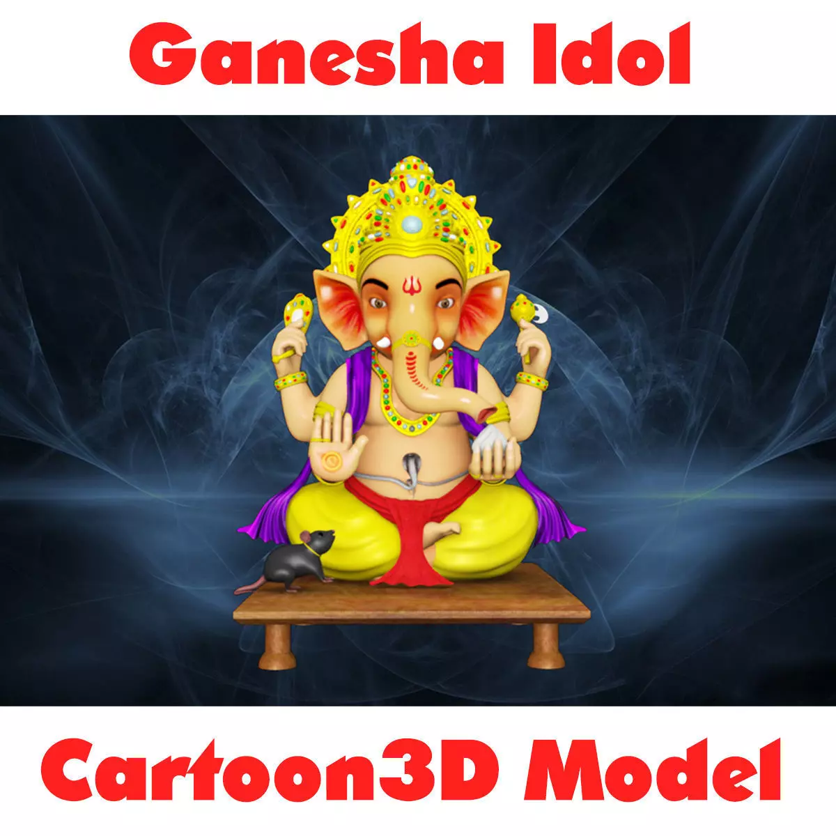 Ganesh idol Low-poly 3D model_0