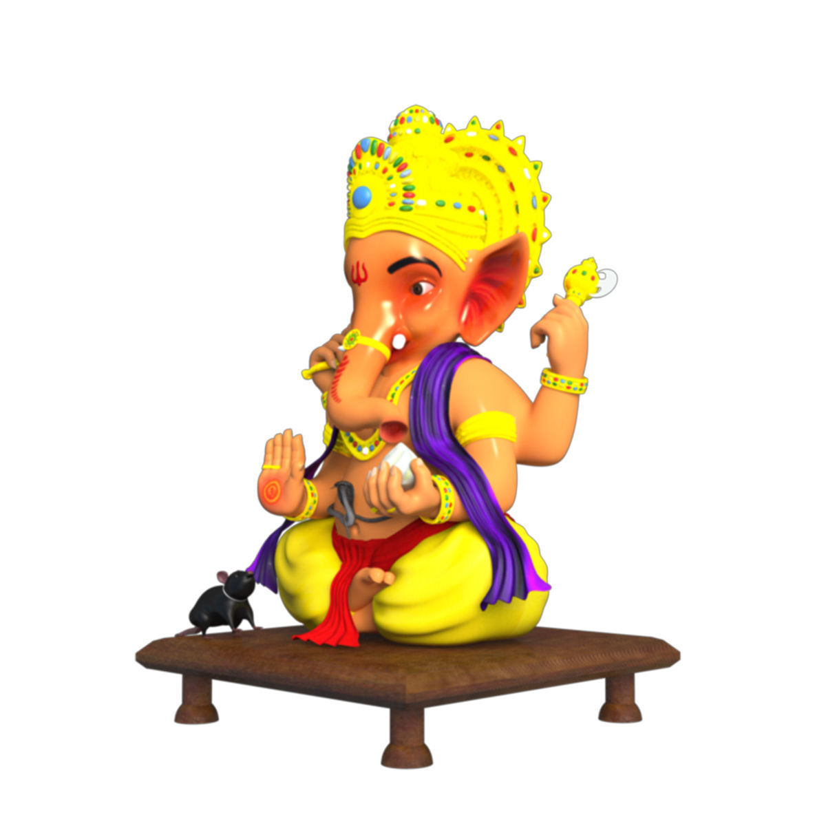 Ganesh idol Low-poly 3D model_5