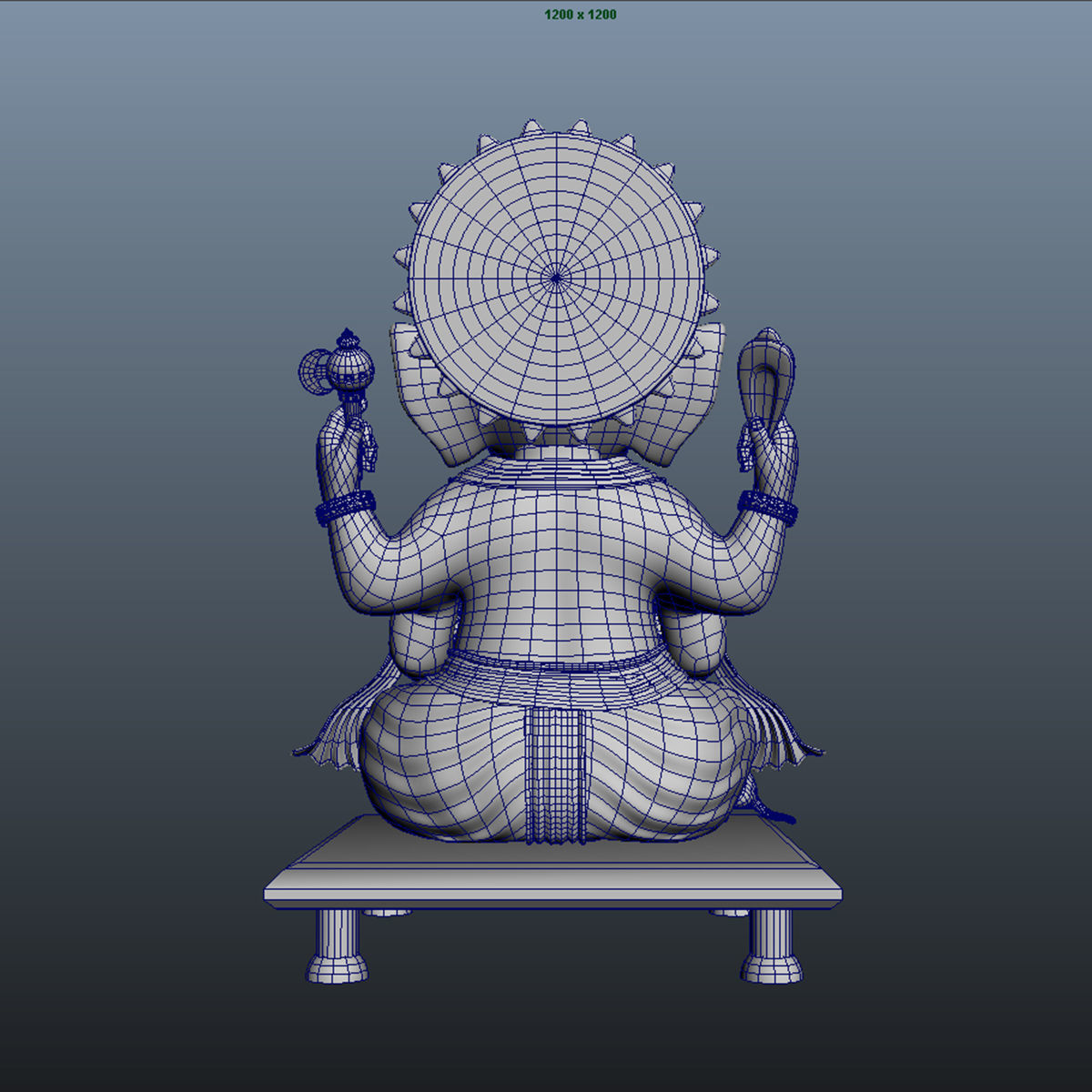 Ganesh idol Low-poly 3D model_10