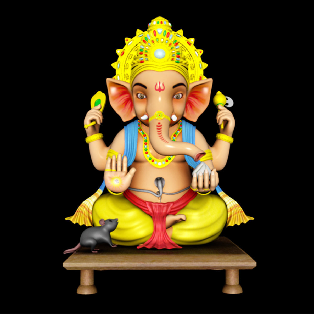 Ganesh idol Low-poly 3D model_1