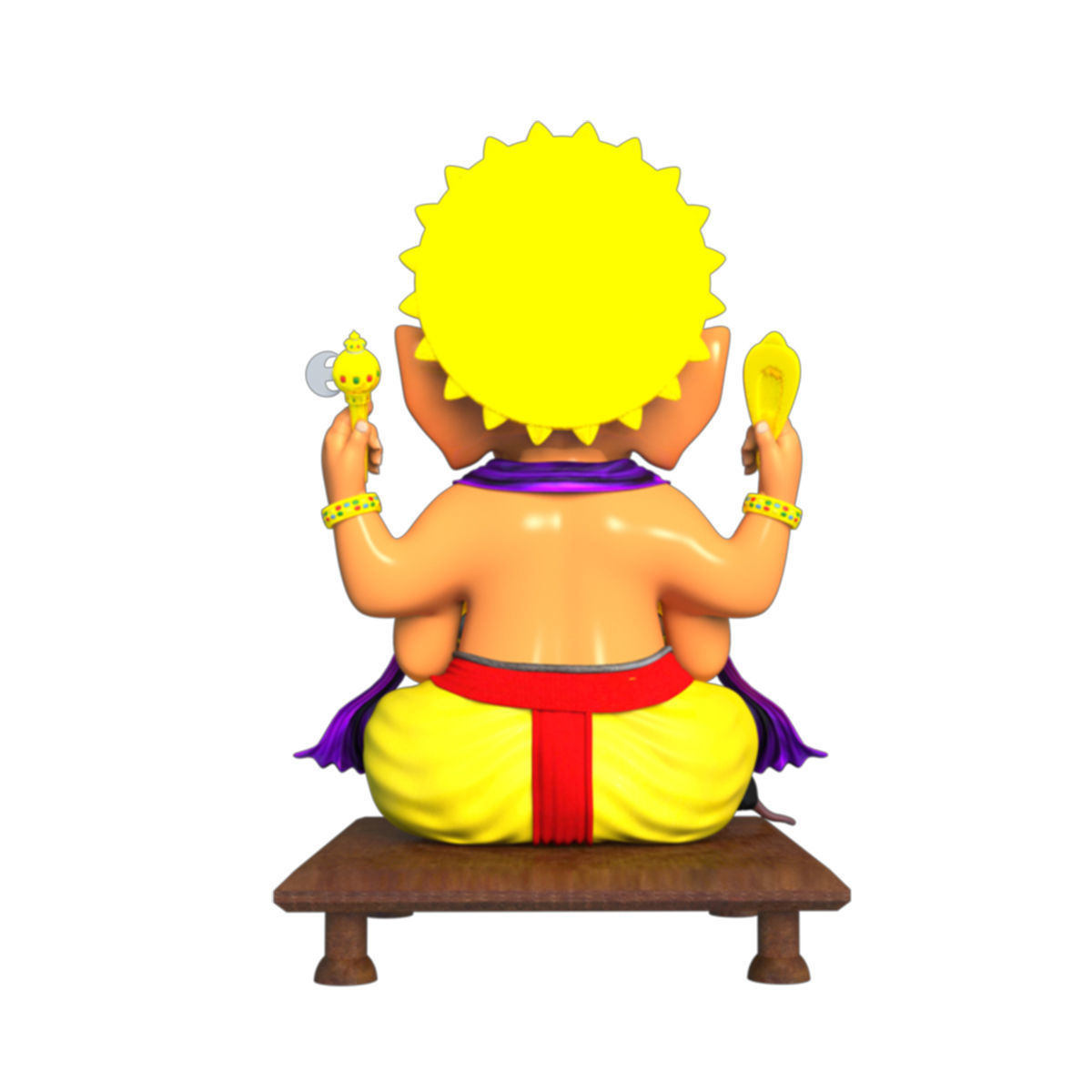Ganesh idol Low-poly 3D model_7