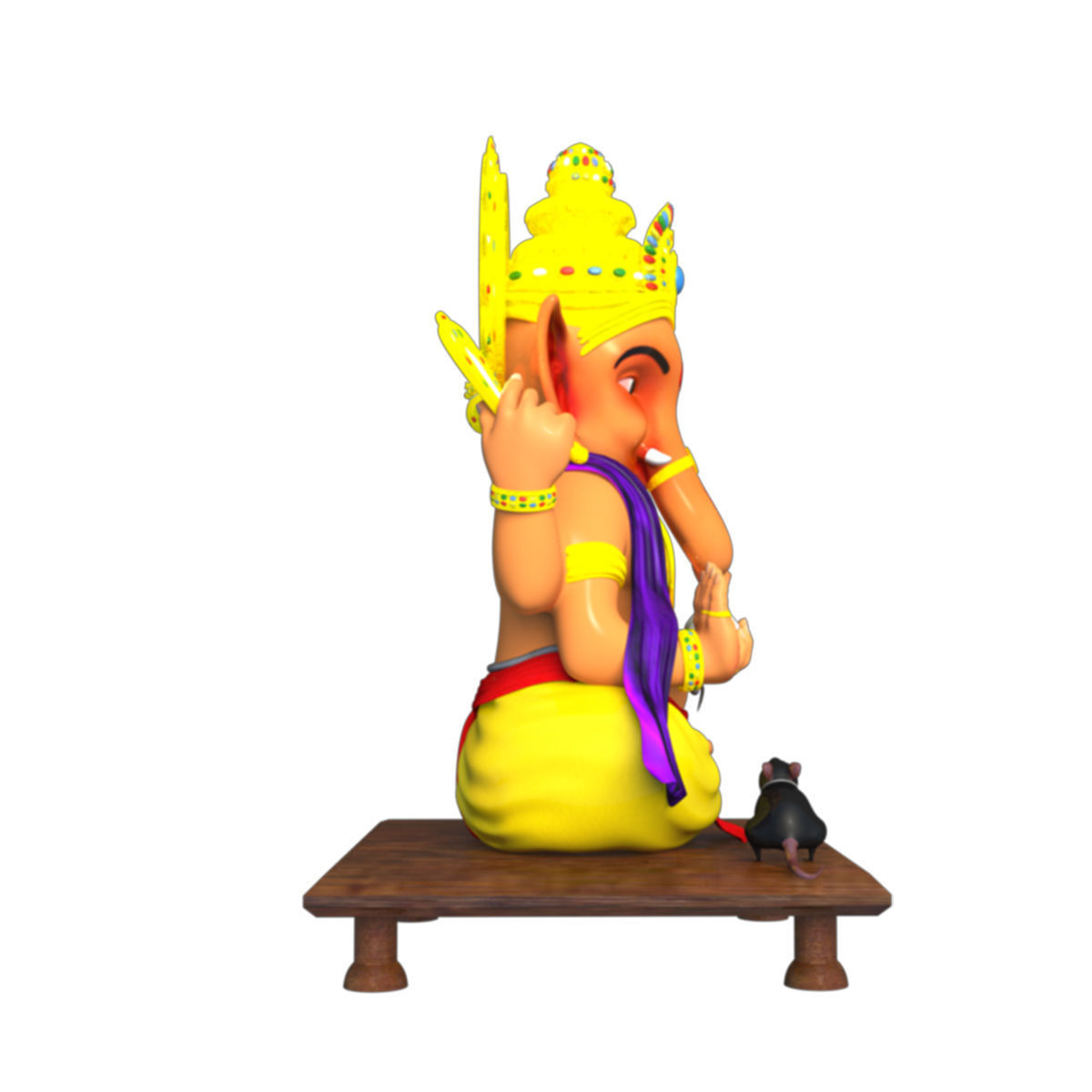 Ganesh idol Low-poly 3D model_8