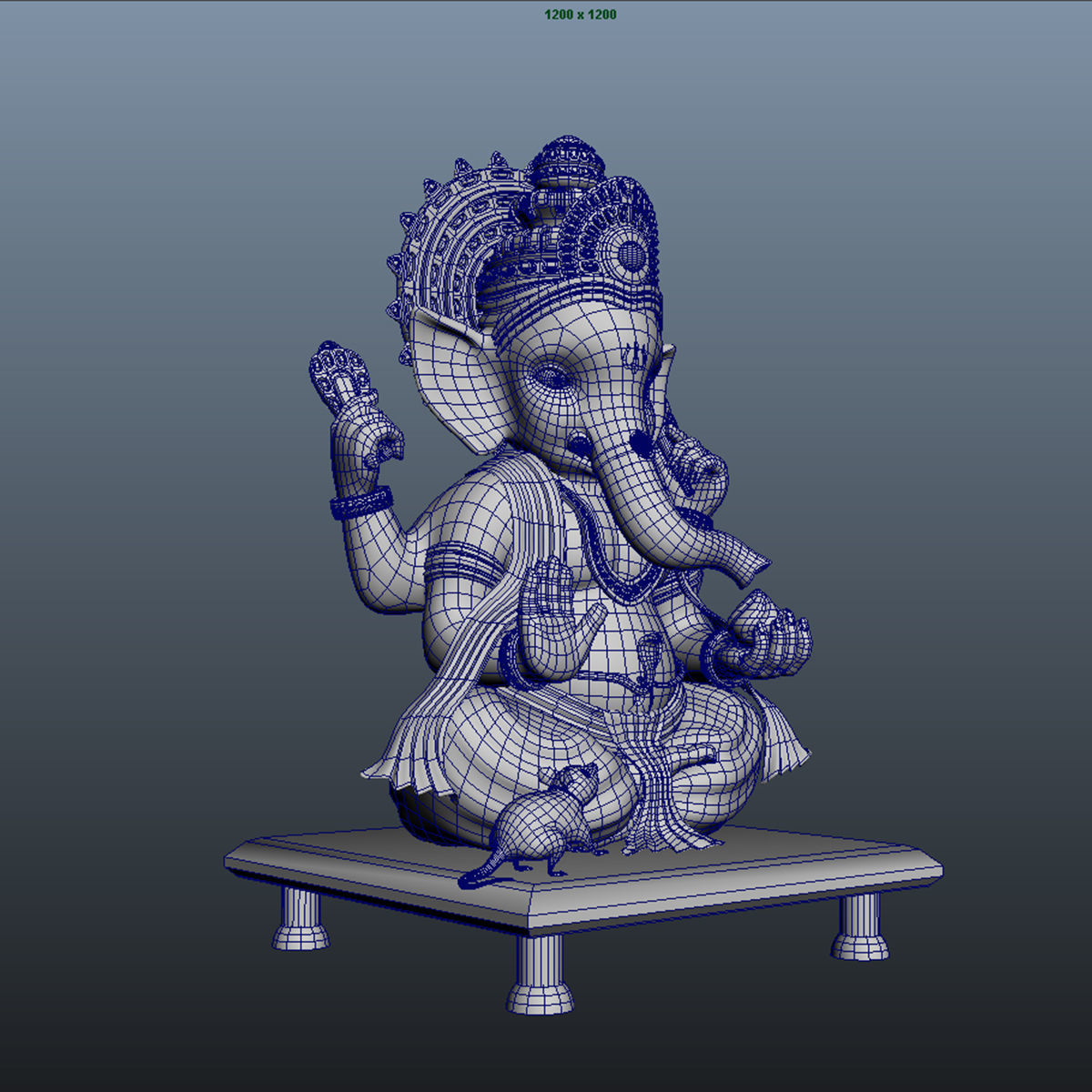 Ganesh idol Low-poly 3D model_4