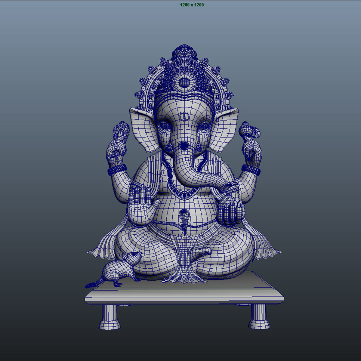 Ganesh idol Low-poly 3D model_9