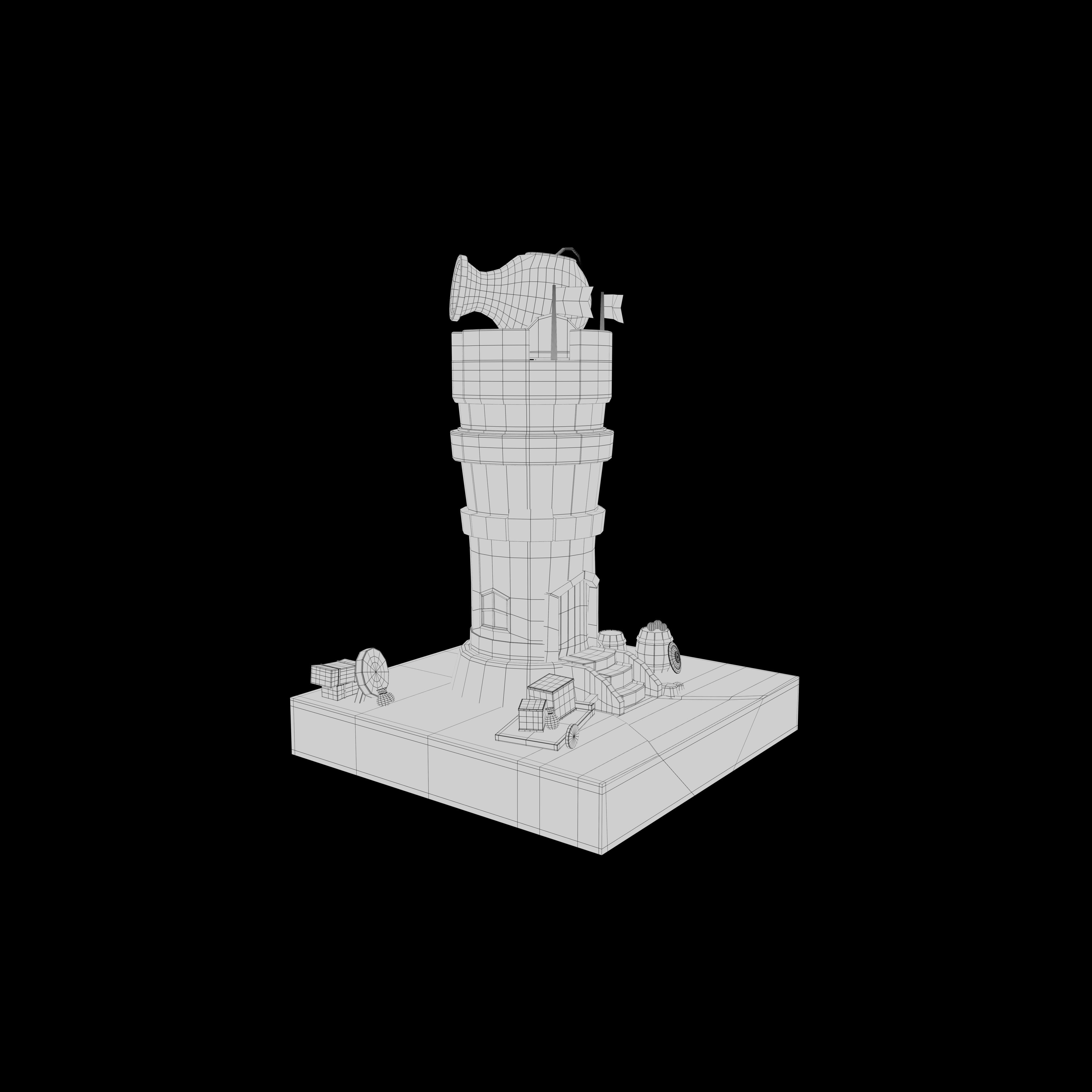 Stylized Tower Low-poly 3D model_5