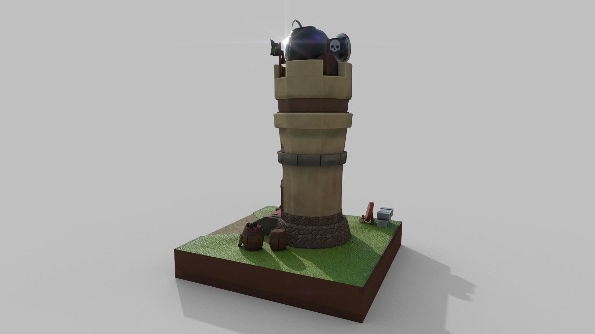 Stylized Tower Low-poly 3D model_2