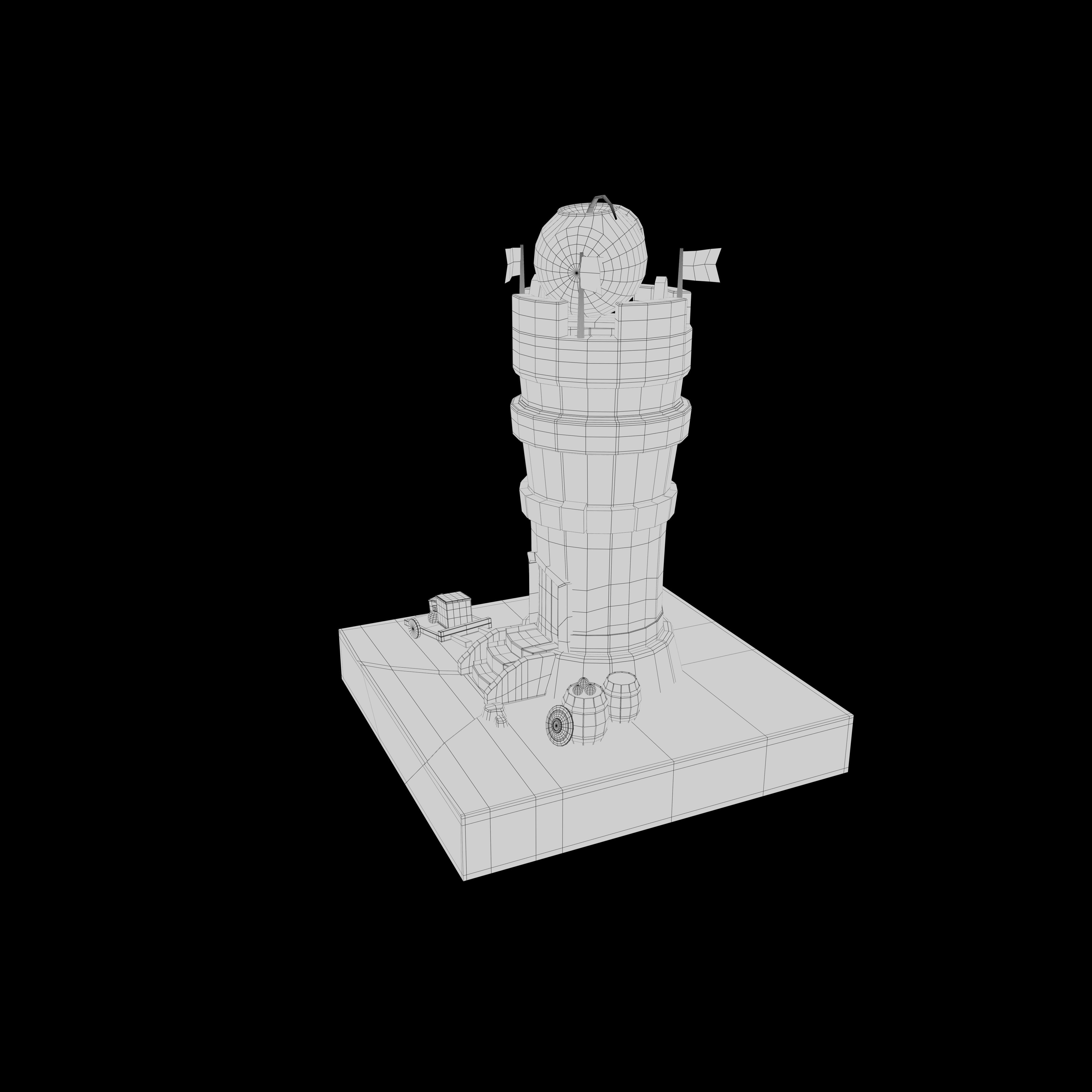 Stylized Tower Low-poly 3D model_6