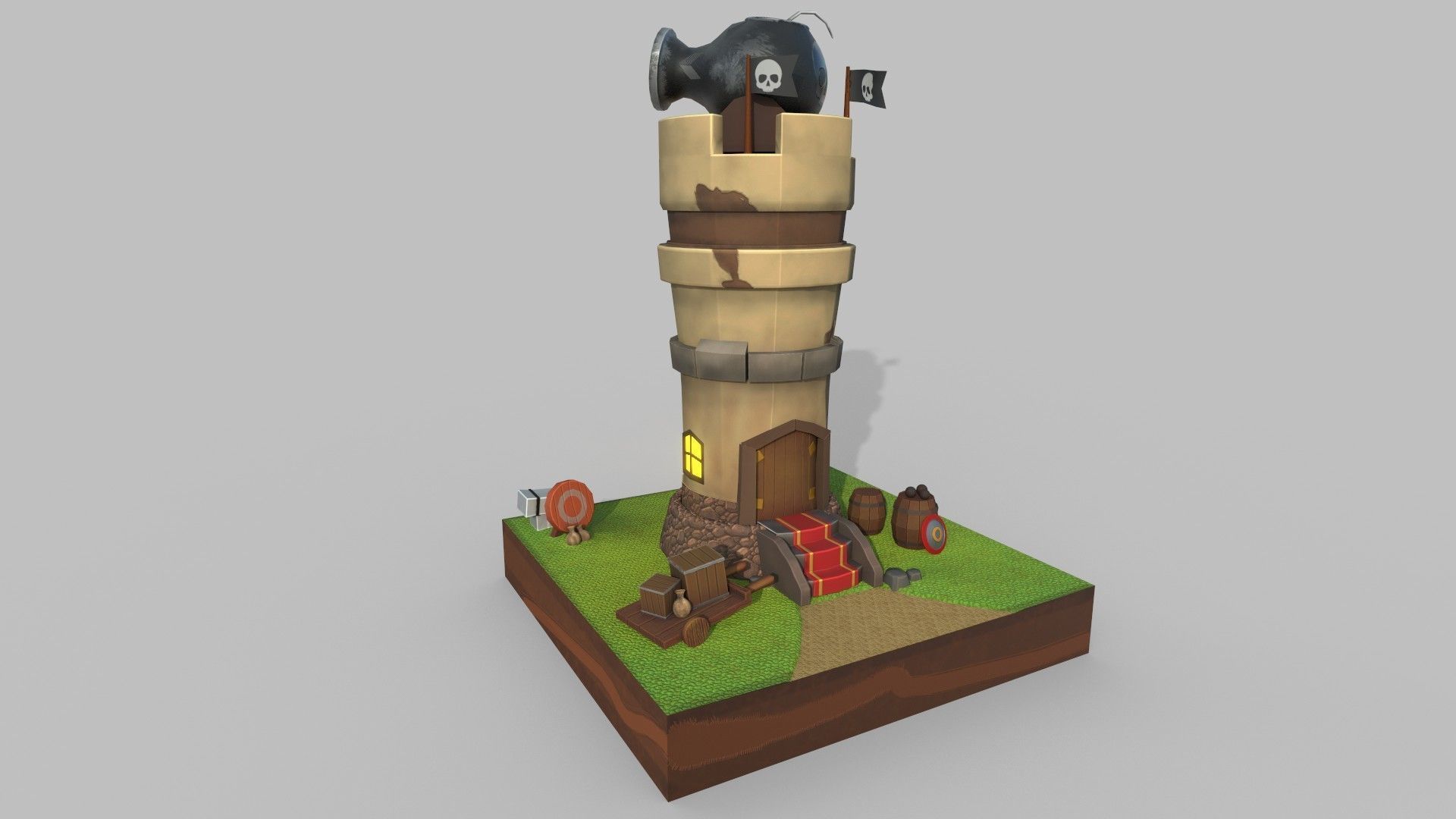 Stylized Tower Low-poly 3D model_1