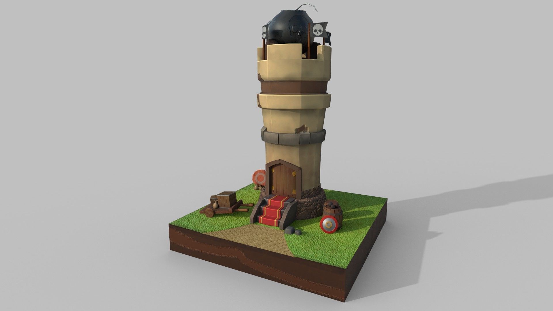 Stylized Tower Low-poly 3D model_3