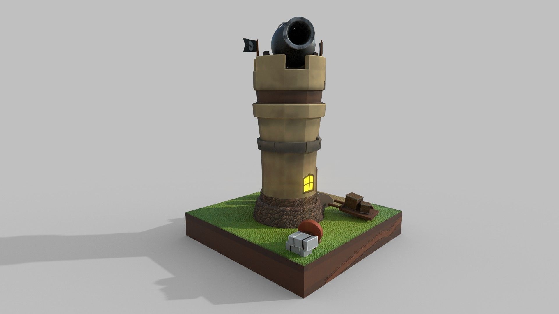 Stylized Tower Low-poly 3D model_4