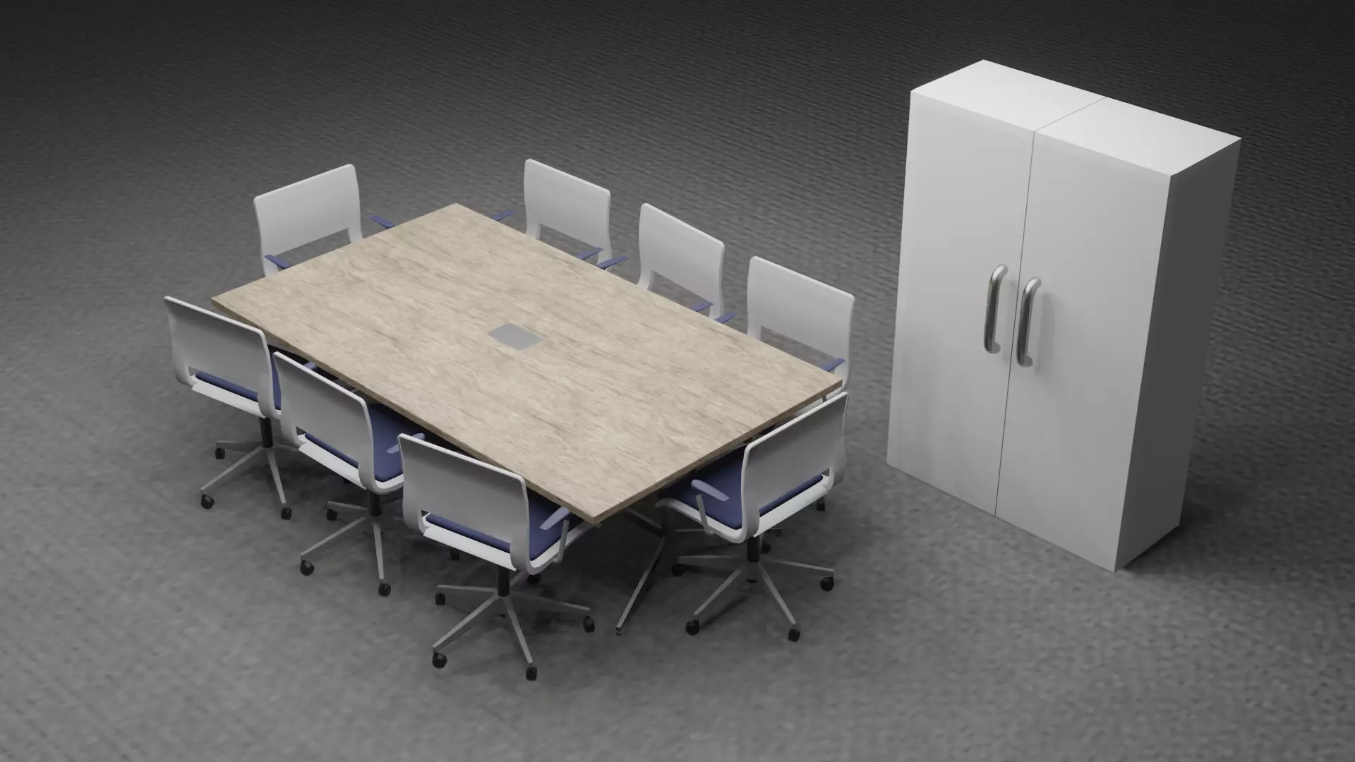 CONFERENCEROOM TABLE and CHAIR and CABINET LOWPOLY PBR MODEL Low-poly 3D model_0