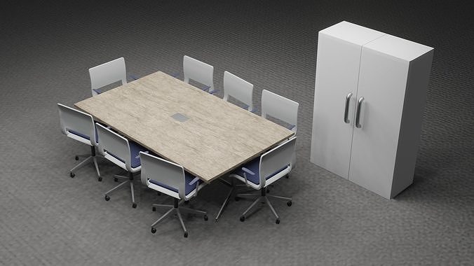 CONFERENCEROOM TABLE and CHAIR and CABINET LOWPOLY PBR MODEL Low-poly 3D model