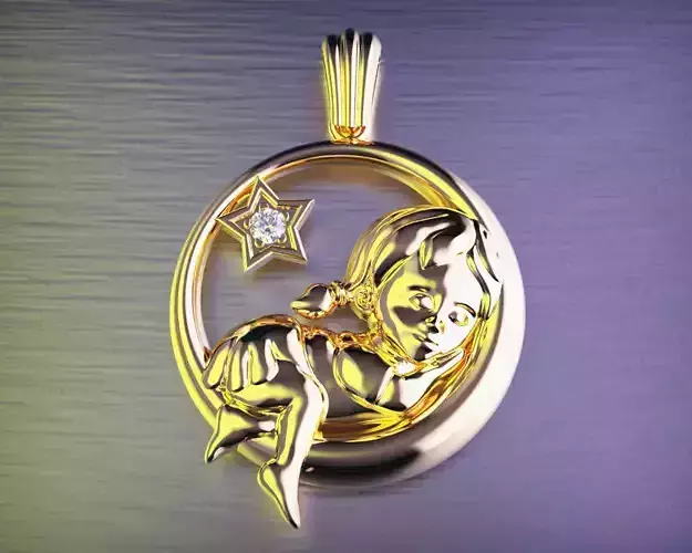 Pendant girl on the moon