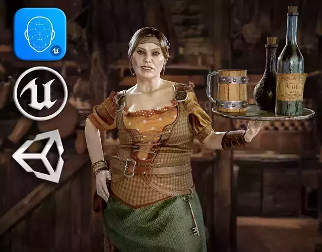 Barmaid Low-poly 3D model