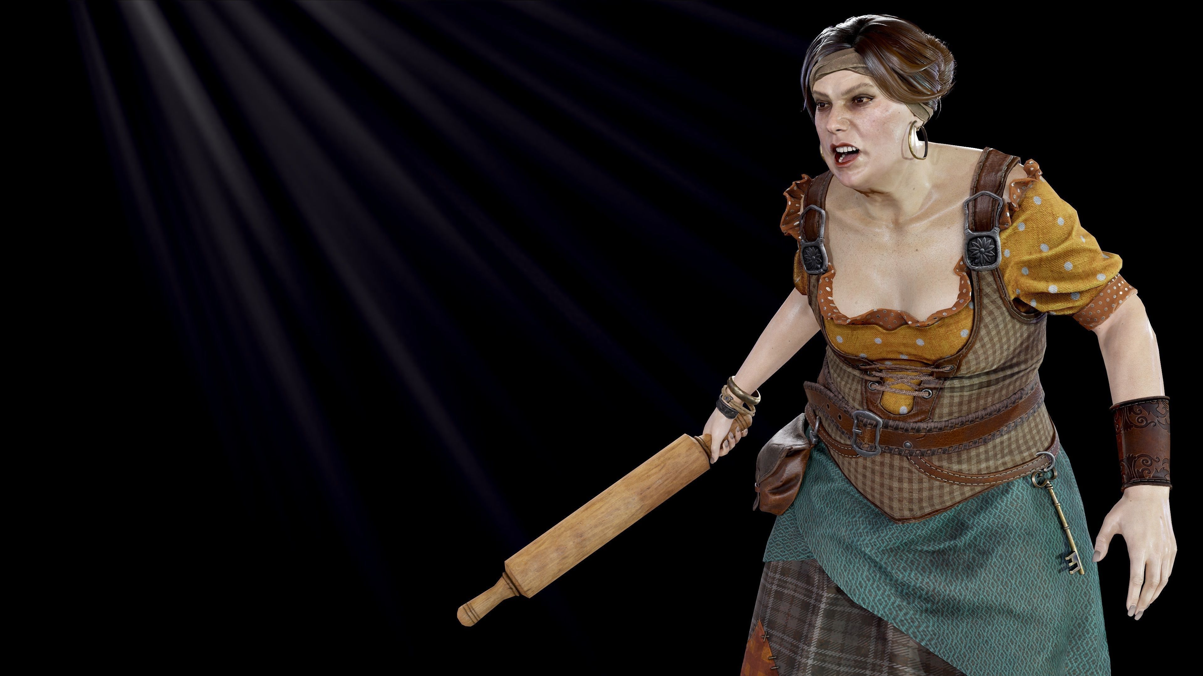 Barmaid Low-poly 3D model_6