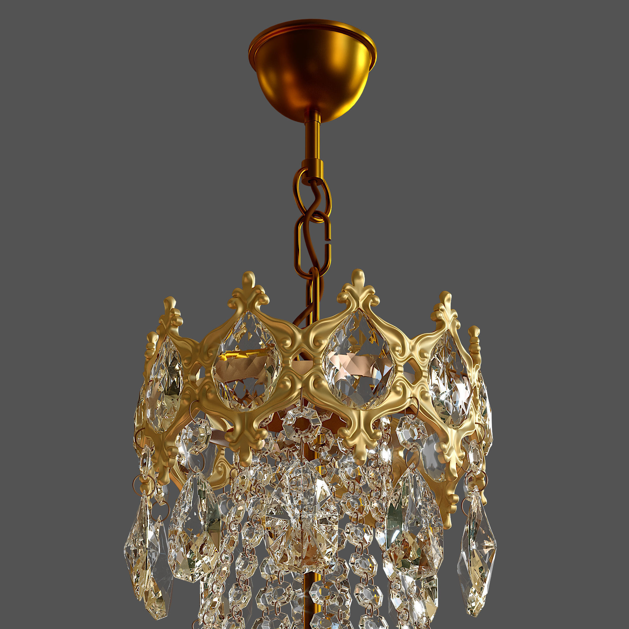 LARGE VINTAGE CRYSTAL Chandelier Low-poly 3D model_2