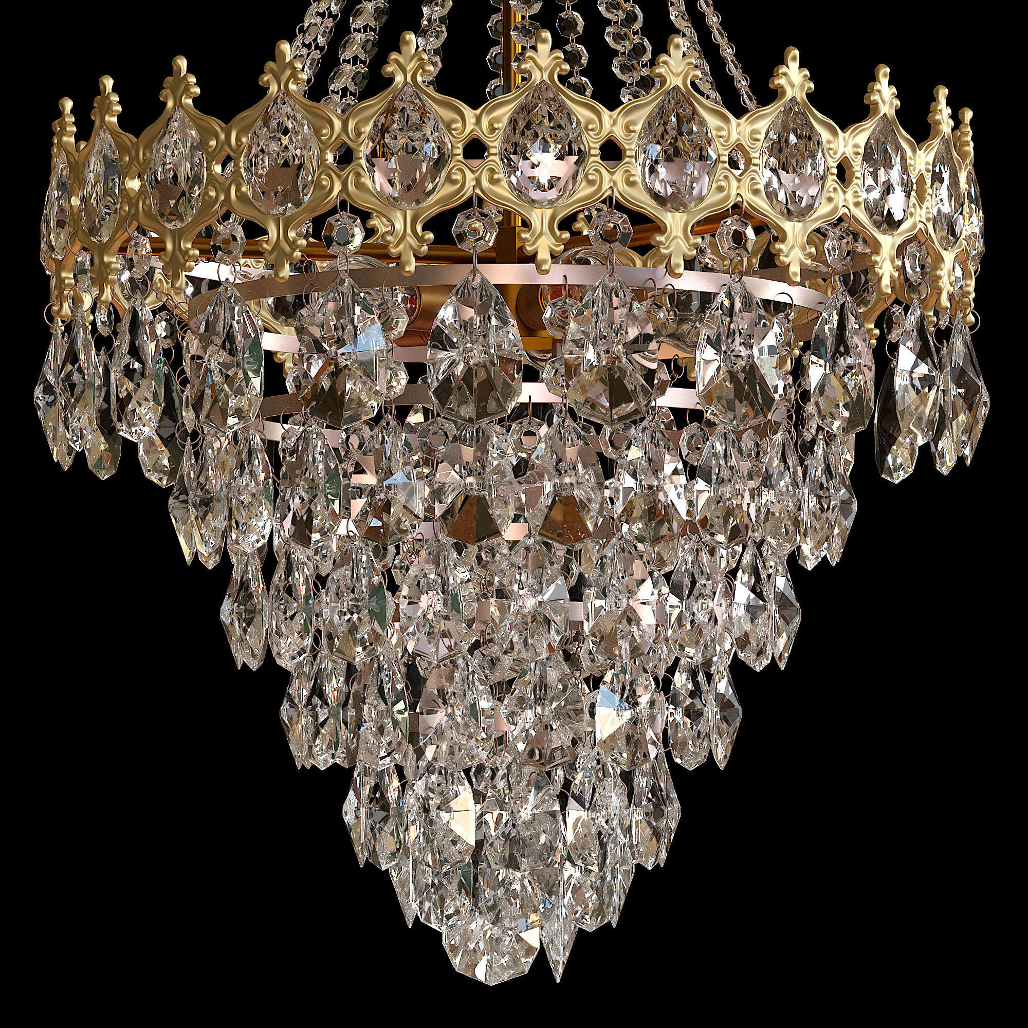 LARGE VINTAGE CRYSTAL Chandelier Low-poly 3D model_1