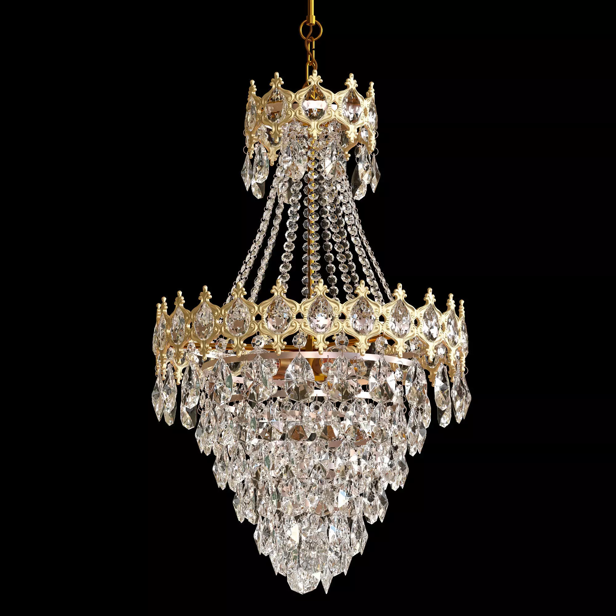LARGE VINTAGE CRYSTAL Chandelier Low-poly 3D model_0