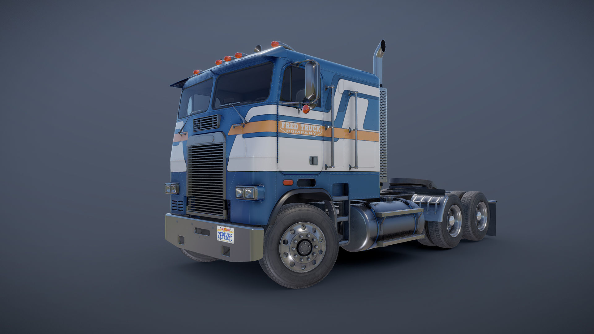 Freightliner cabover semi truck Low-poly 3D model_19