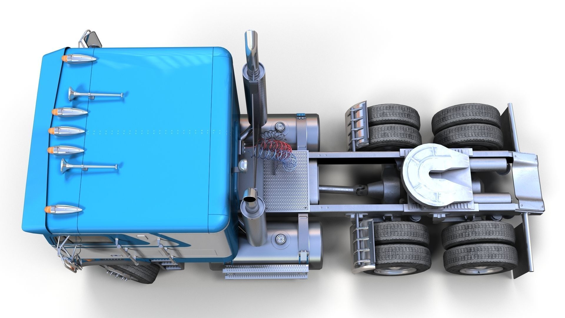 Freightliner cabover semi truck Low-poly 3D model_8