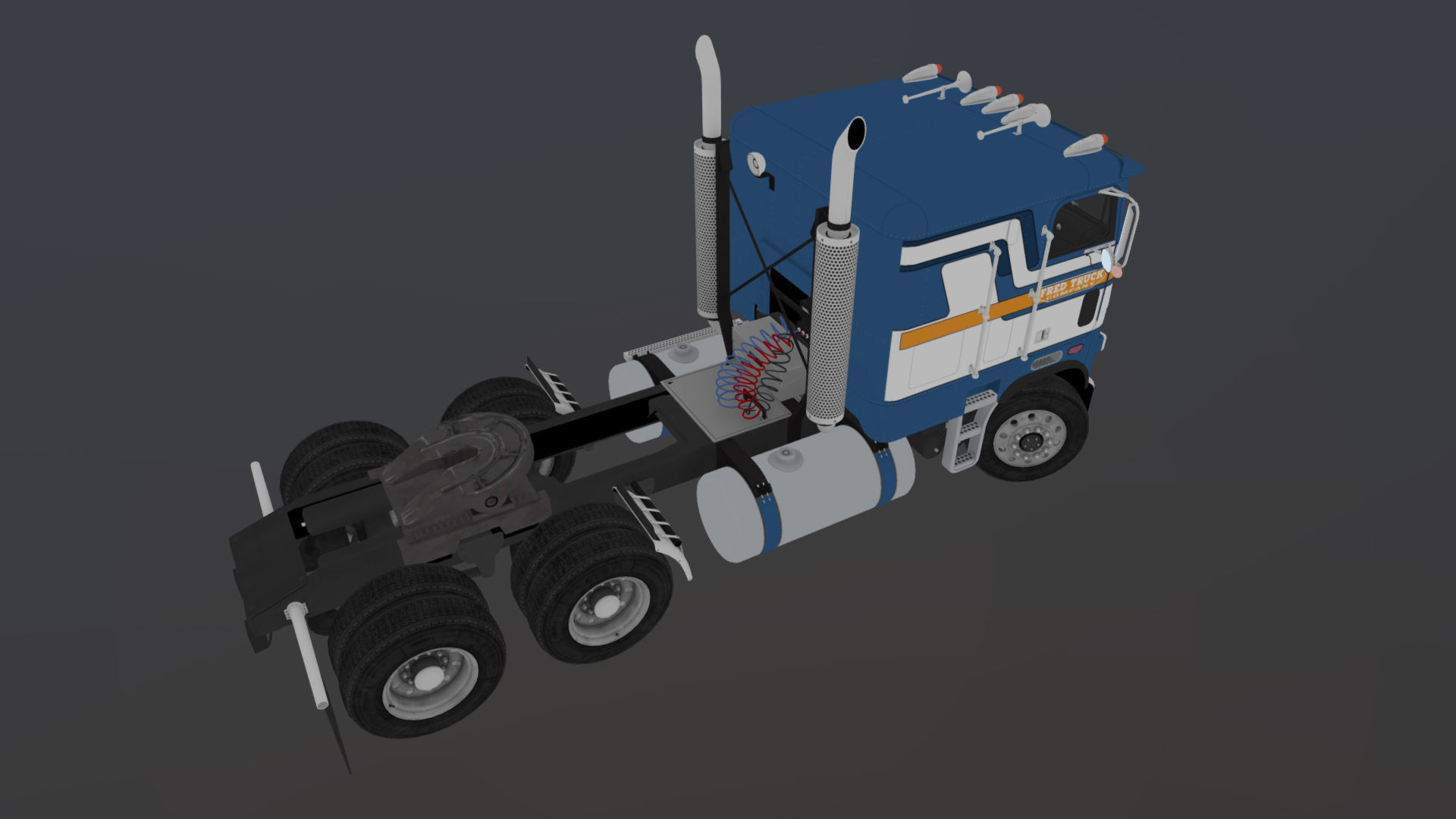 Freightliner cabover semi truck Low-poly 3D model_36