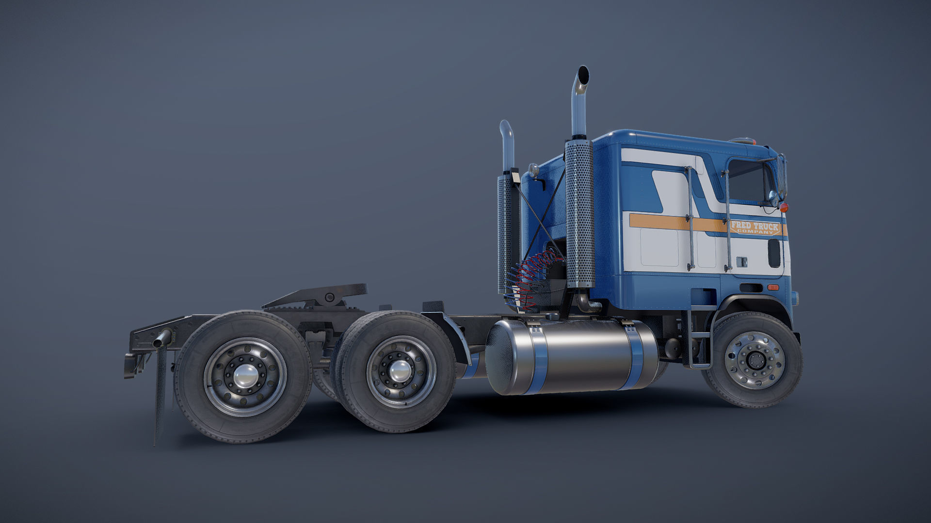 Freightliner cabover semi truck Low-poly 3D model_24