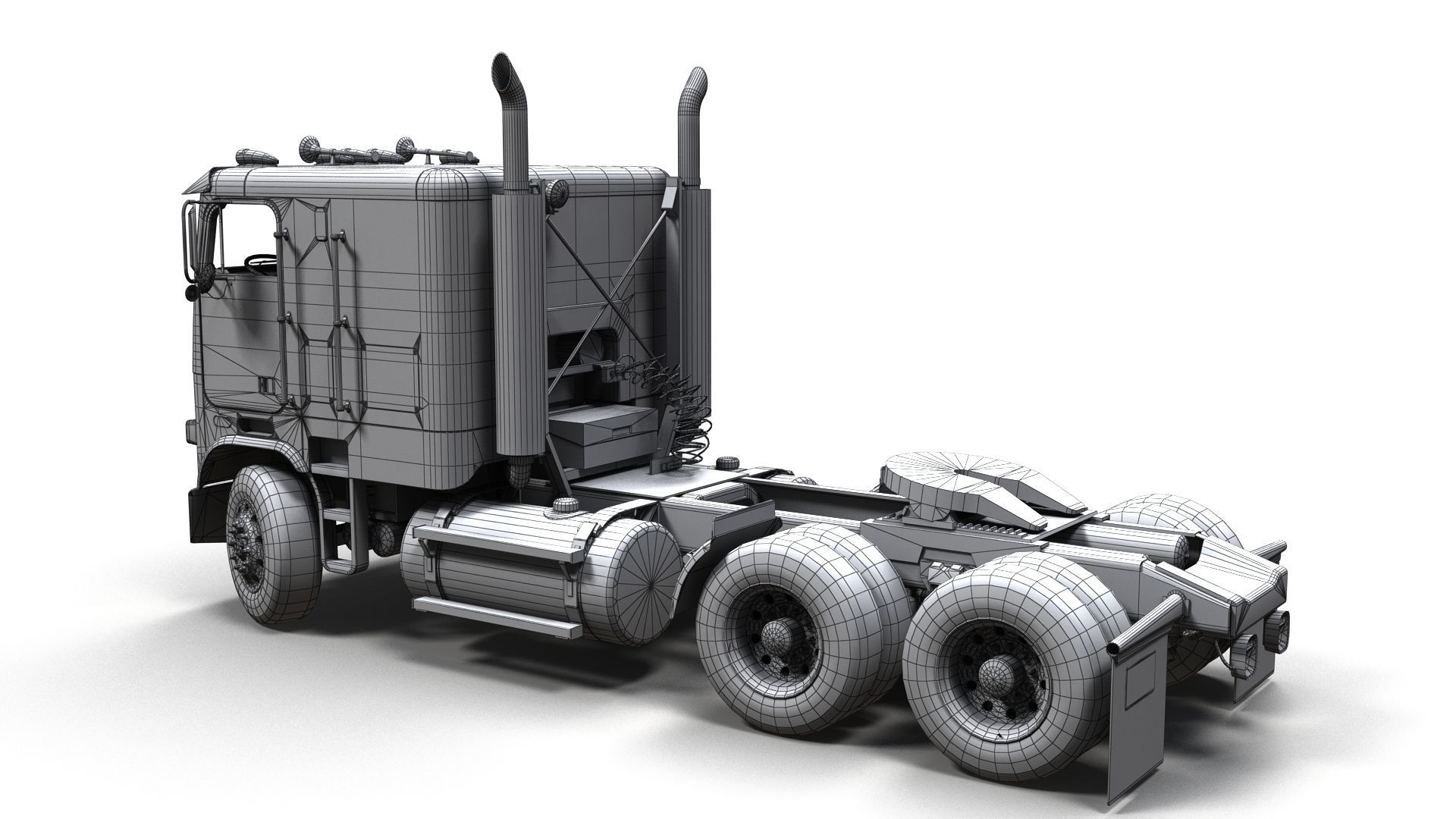 Freightliner cabover semi truck Low-poly 3D model_14