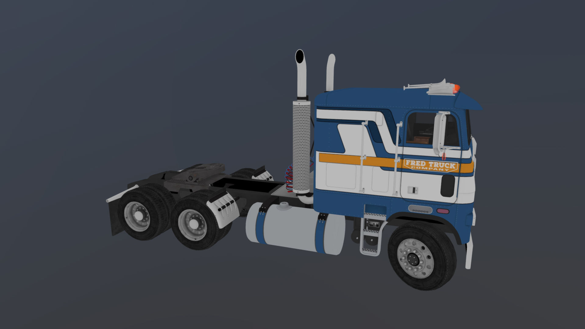 Freightliner cabover semi truck Low-poly 3D model_35