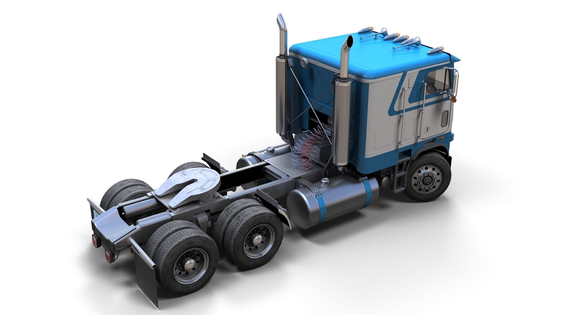 Freightliner cabover semi truck Low-poly 3D model_3
