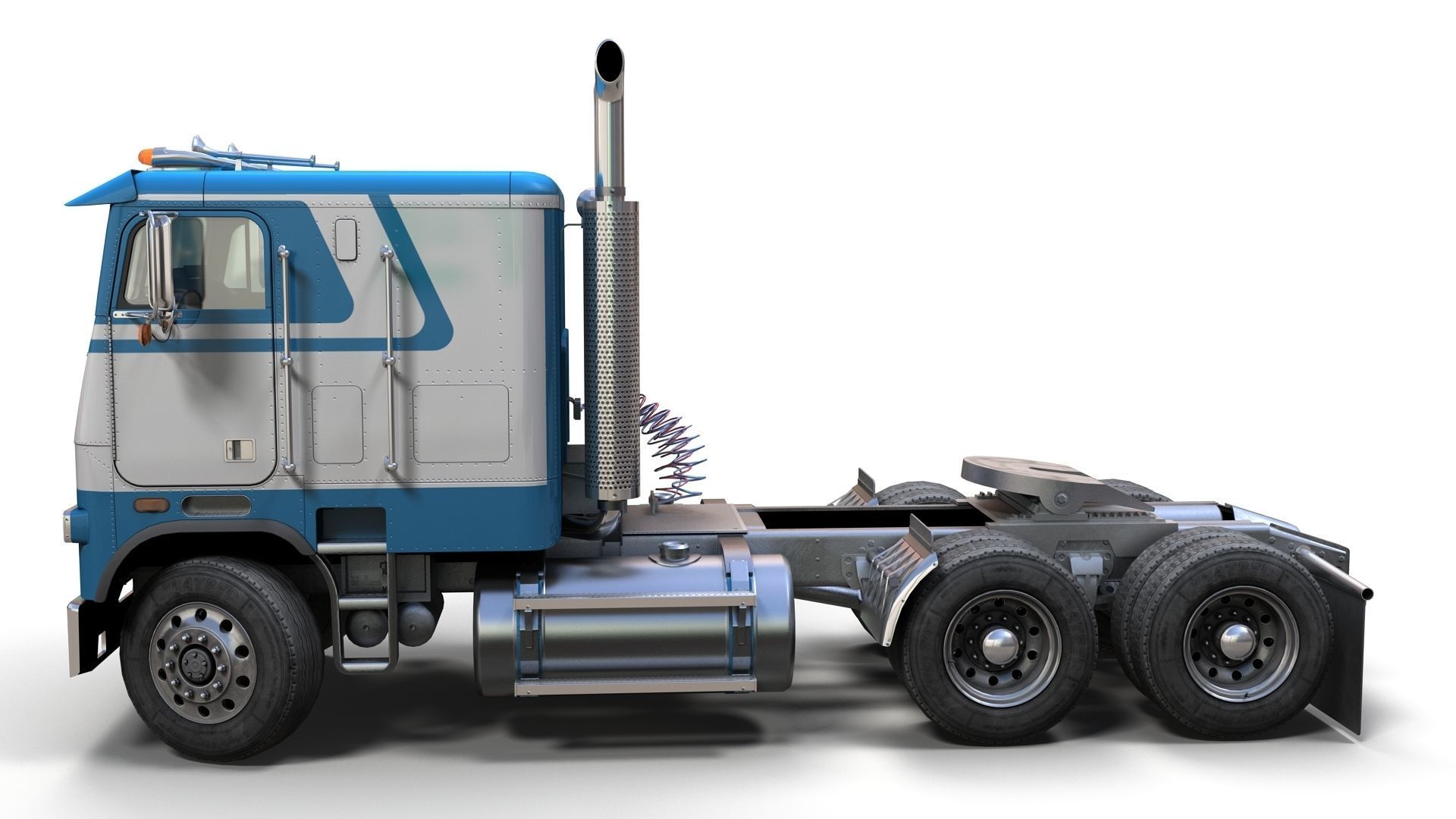 Freightliner cabover semi truck Low-poly 3D model_6