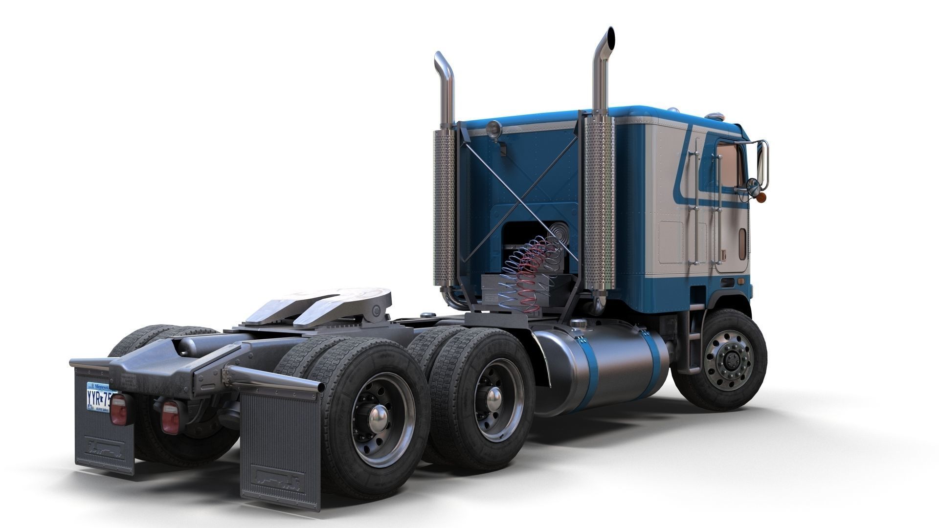 Freightliner cabover semi truck Low-poly 3D model_7