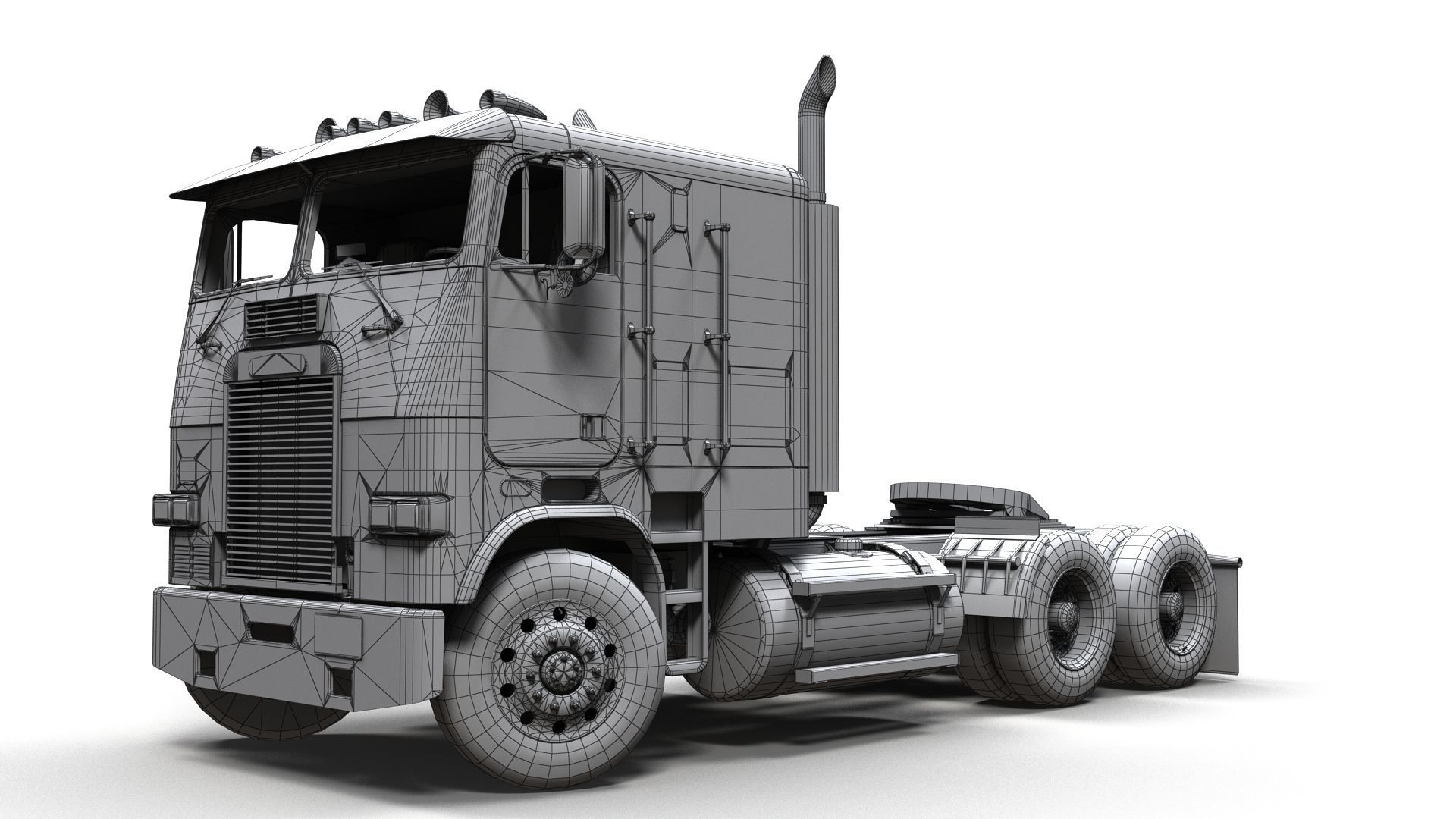 Freightliner cabover semi truck Low-poly 3D model_18