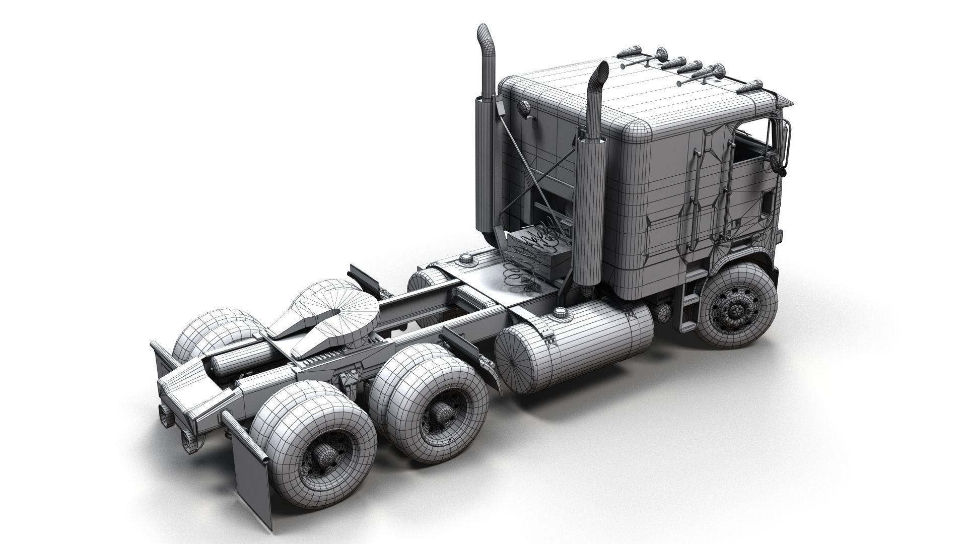 Freightliner cabover semi truck Low-poly 3D model_12