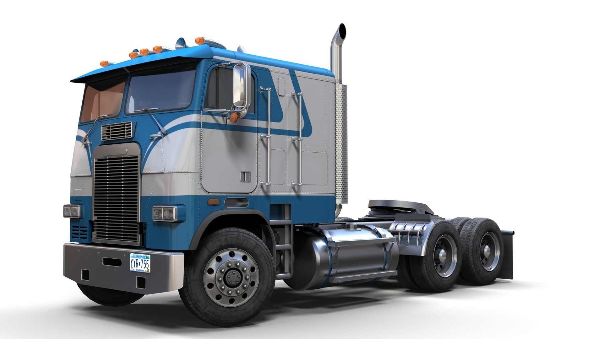 Freightliner cabover semi truck Low-poly 3D model_9