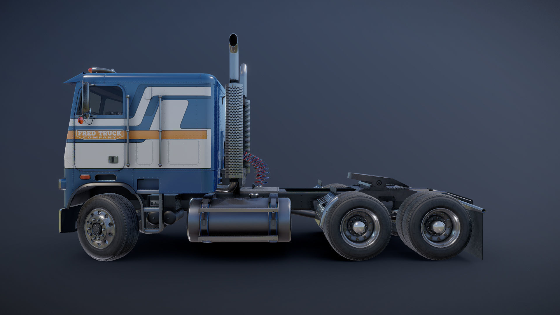 Freightliner cabover semi truck Low-poly 3D model_25