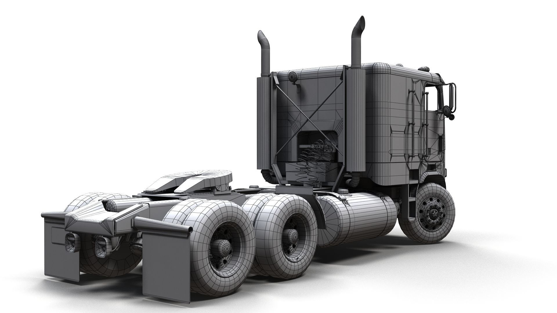 Freightliner cabover semi truck Low-poly 3D model_16