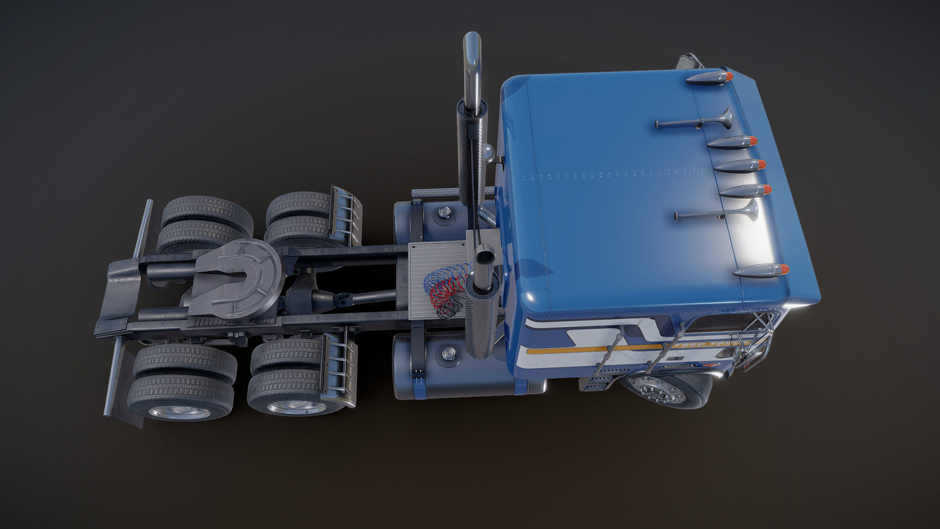 Freightliner cabover semi truck Low-poly 3D model_26