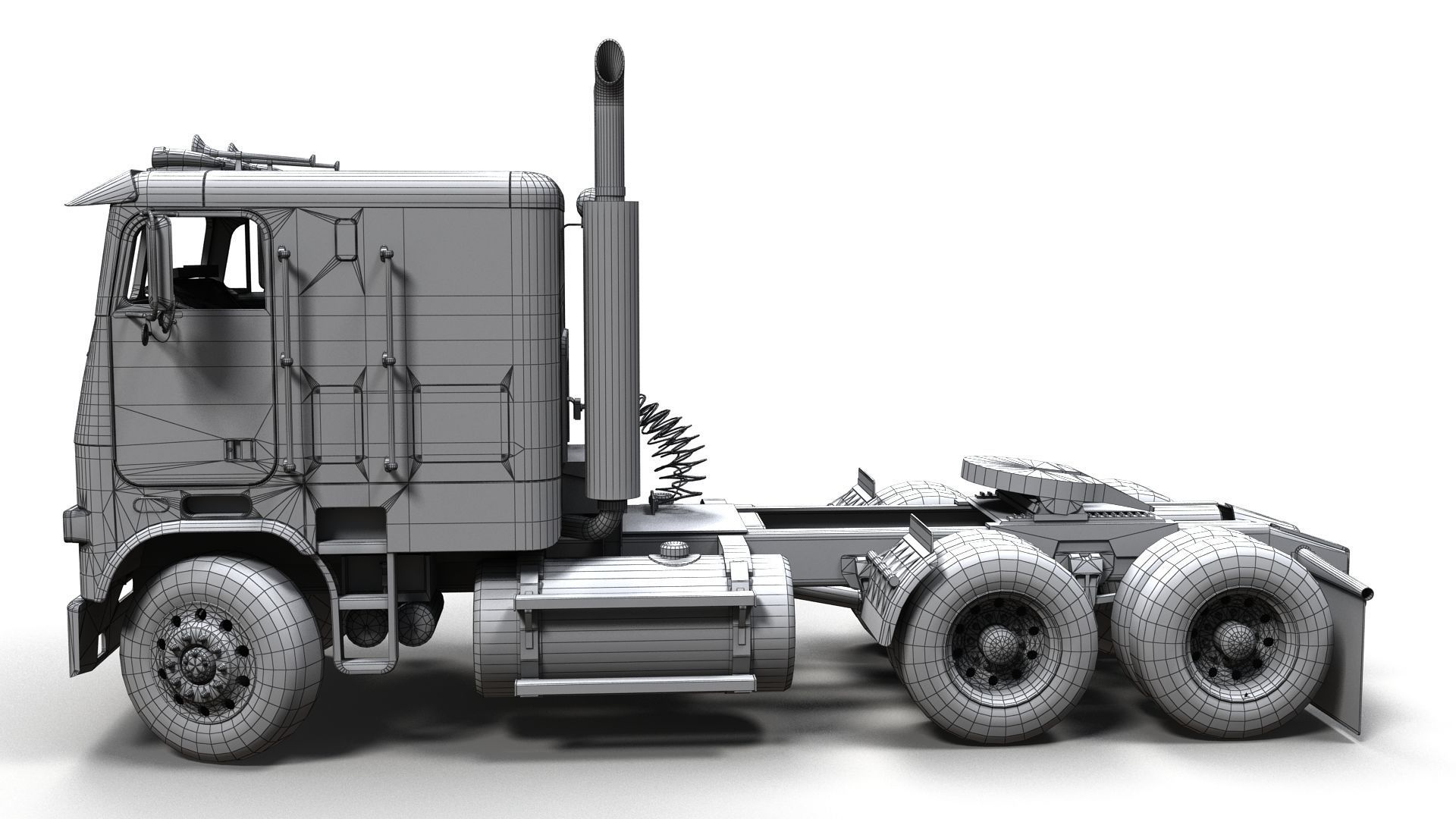 Freightliner cabover semi truck Low-poly 3D model_15