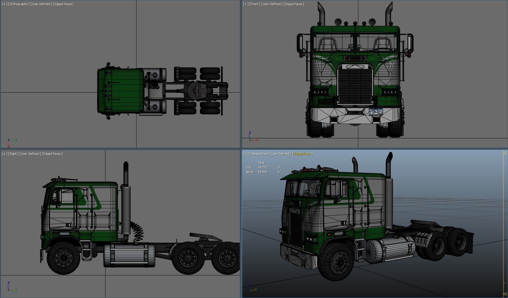 Freightliner cabover semi truck Low-poly 3D model_39