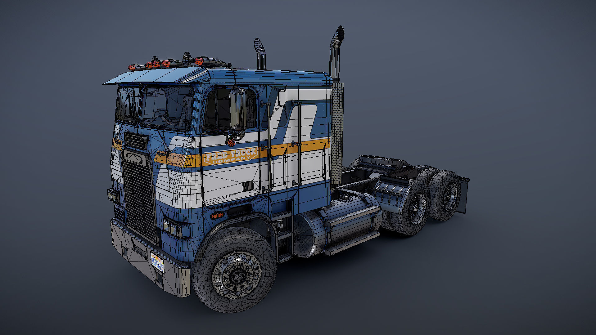 Freightliner cabover semi truck Low-poly 3D model_27