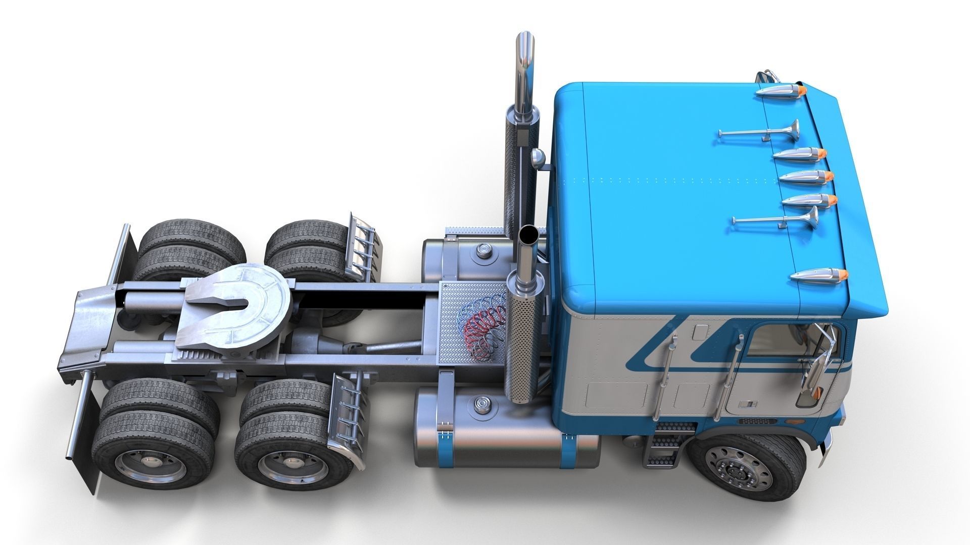 Freightliner cabover semi truck Low-poly 3D model_4