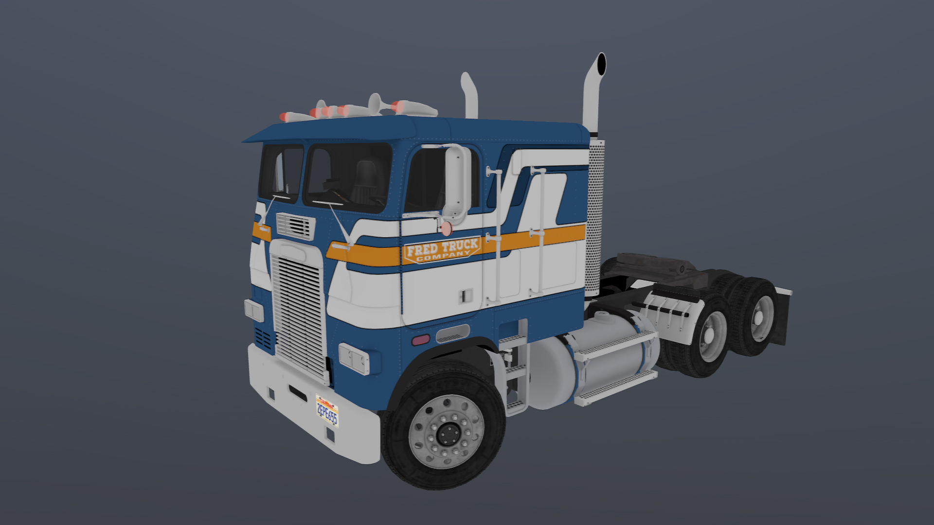Freightliner cabover semi truck Low-poly 3D model_34