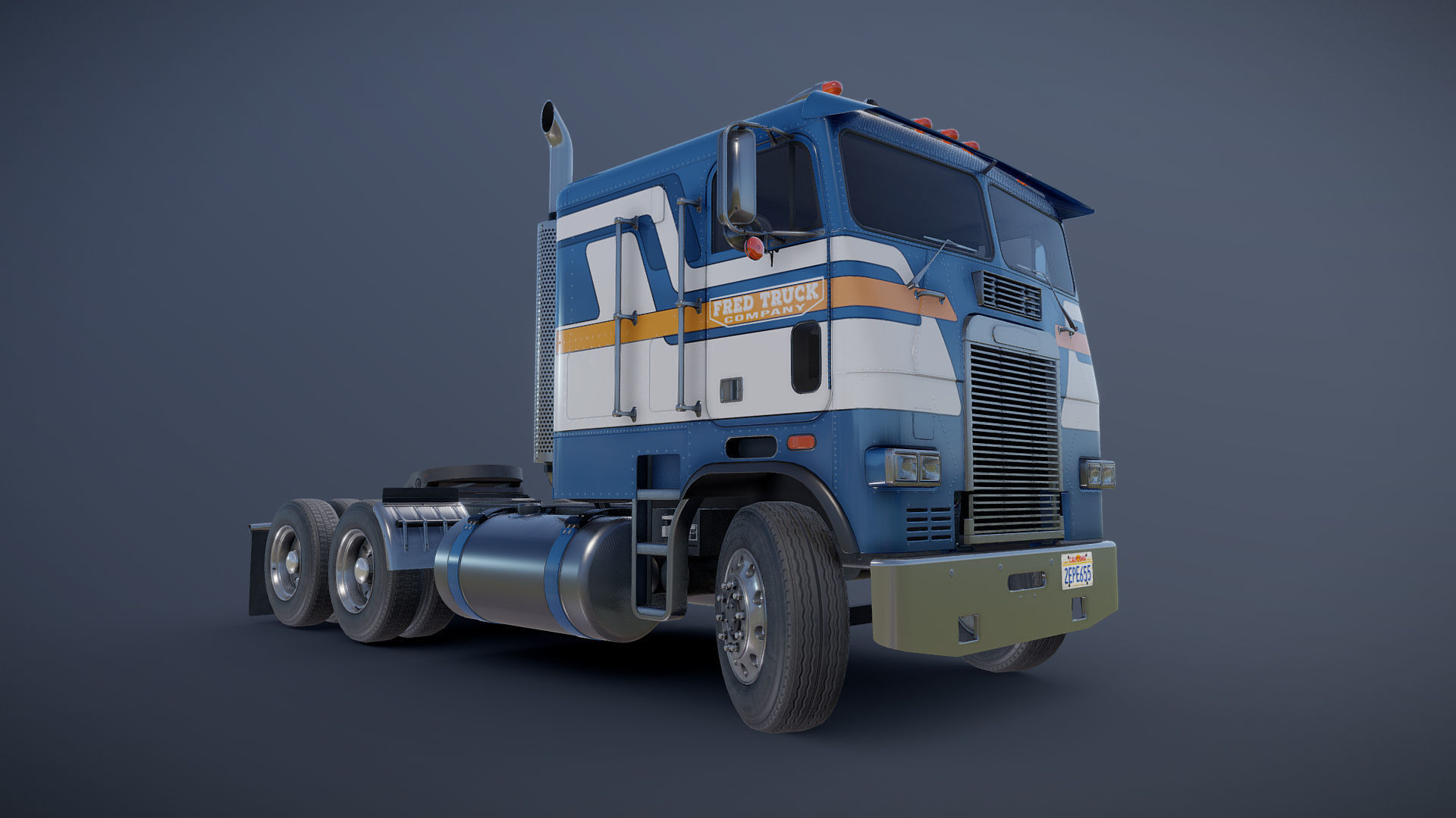 Freightliner cabover semi truck Low-poly 3D model_23