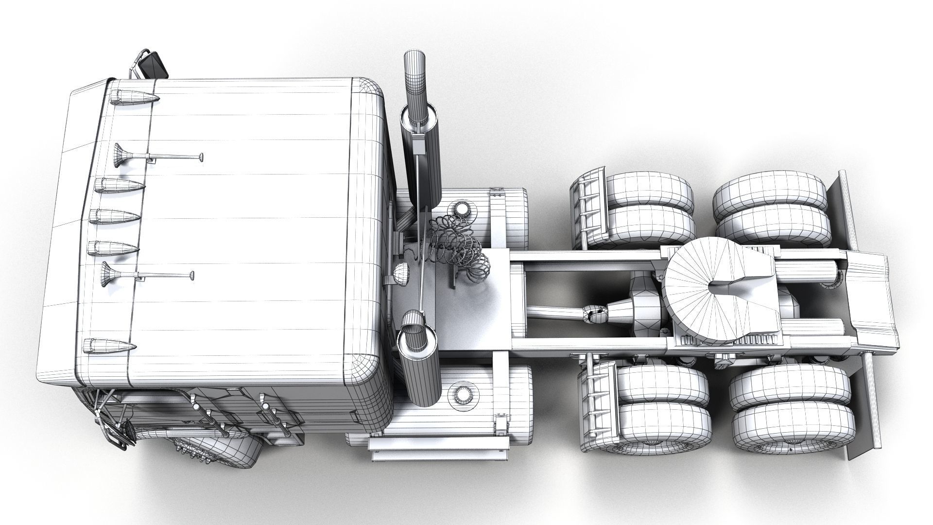 Freightliner cabover semi truck Low-poly 3D model_17