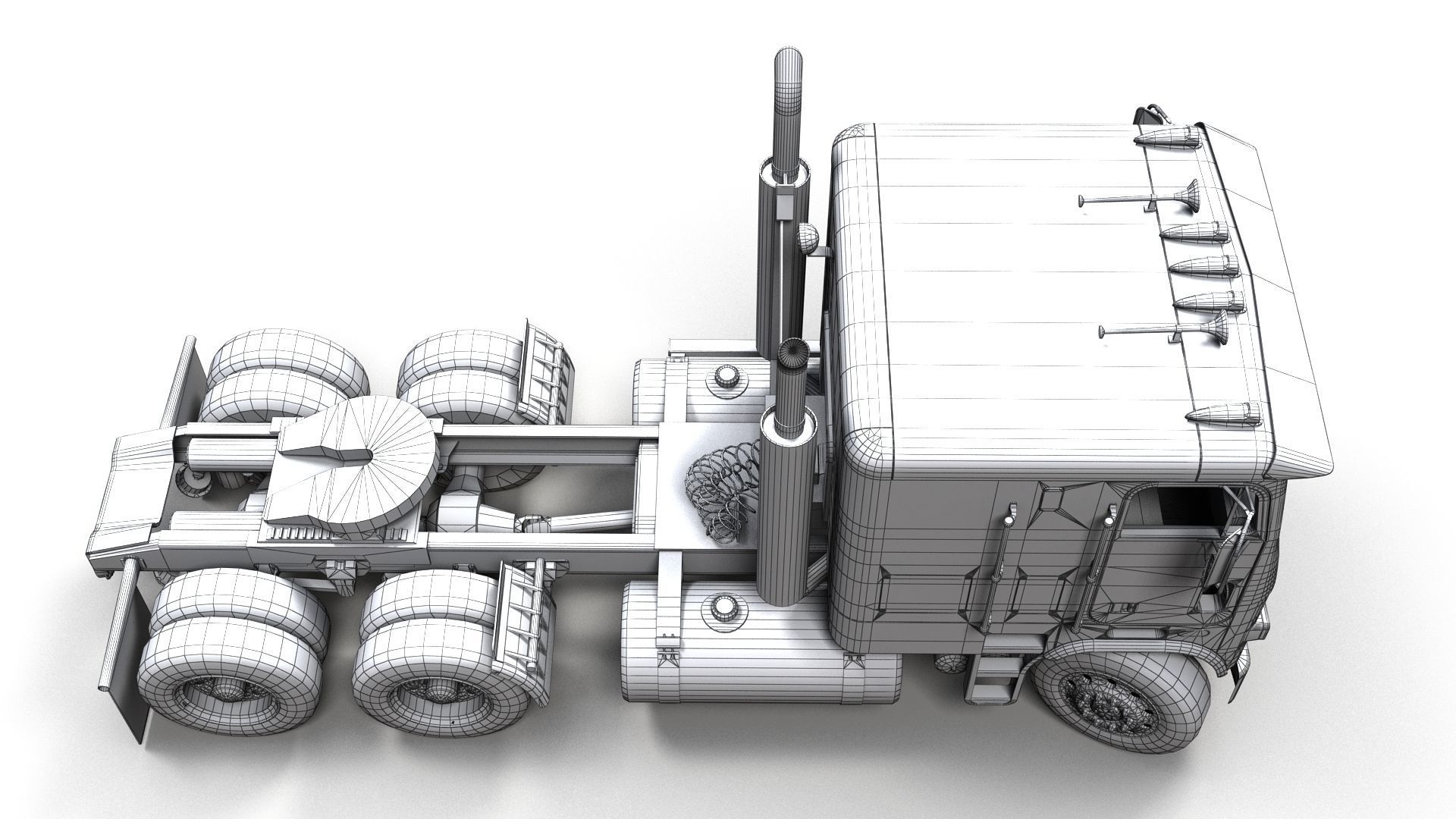 Freightliner cabover semi truck Low-poly 3D model_13